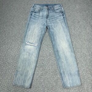 True Religion Jeans Womens 27 Light Blue Relaxed Straight Distressed Everyday